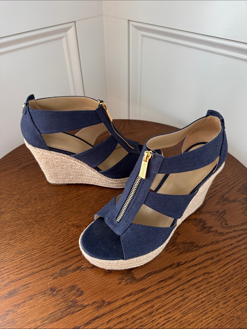 MICHAEL Michael Kors Navy Espadrille Wedge Sandals